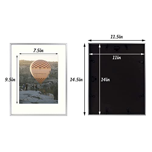 Space Art Deco, 11X14 Picture Frame Set Of 3, Display Pictures 8X10 With Mat Or 11X14 Without Mat, Wall Mounting Gallery Photo Frames, Silver #TOP5