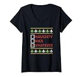 Photo Gallery donna naughty nice whatever funny christmas kids women men brutto maglietta con collo a v Photo Gallery donna naughty nice whatever funny christmas kids women men brutto maglietta con collo a v