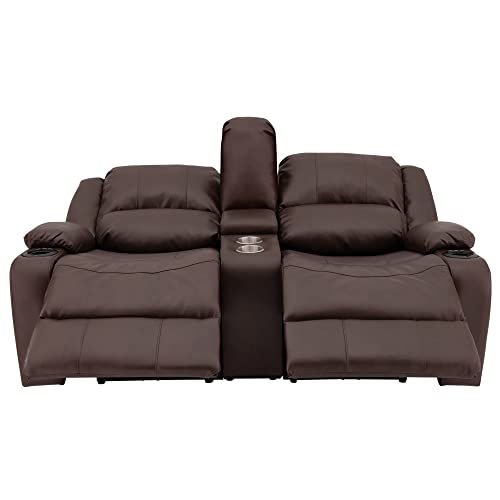 Recpro Charles 67" Powered Double Rv Wall Hugger Recliner Sofa Rv Loveseat (Mahogany) #TOP6