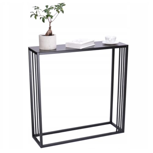 Anwicar Table Console 80 cm - Console Entree Moderne - Bout de Canape - Meuble Industriel - Table Haute - Meuble Entree Couloir - Noir 80x20,5x10 cm