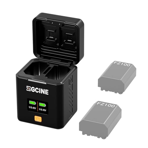 ZGCINE PS-FZ100 Dual USB-C Ladebox ladegerät mit PD-Schnellladung für Sony NP-FZ100 Akku, kompatibel mit Sony ZV-E1, FX3, A7 IV, A7S III, A9 II, A6600 & weiteren Kameras, KEIN integrierter Akku