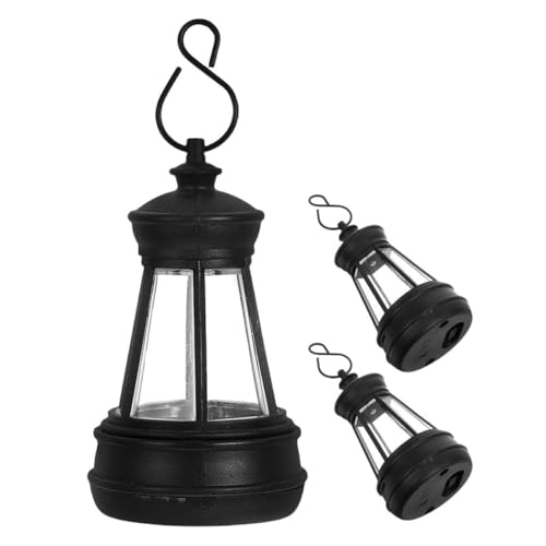 Didiseaon Linterna Solar Colgante Vintage para Jardín y Patio, 3 Piezas, Tamaño Pequeño 4.8x8.5 Cm, Plástico Duradero, Luces LED Suaves Control Automático de Luz, Iluminación Exterior