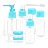 【Tragbares Reiseflaschen-Set】Dieses Reiseflaschen-Set enthält: 1 x Pumpflasche, 2 x Sprühflasche, 2 x Flasche mit Schraubverschluss, 2 x Cremetiegel, 1 x Trichter, 1 x Pipette, 1 x Spatel, 1x transparente Kulturtasche, erfüllen Sie Ihre Reisebedürfnisse mit Kosmetika und Toilettenartikeln.