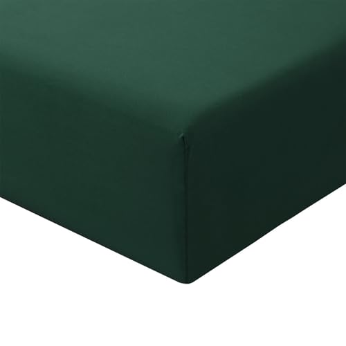 RUIKASI Double Fitted Sheet Deep - Emerald Green Bottom Sheet for Double Size Bed with 40cm 16 Inches Extra Deep Sided Pocket, Soft Microfiber Bedsheet Ultra Deep Fit with Mattress