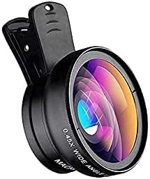 ALM Mobile Camera Lens, 0.45X Super Wide Angle Lens, 0.45X Macro Lens, Clip-On 2 in 1 Professional for Lens Kit for, Vlog, YouTube, Reels Compatible with All Smartphones