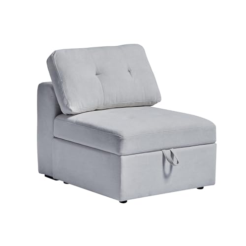 Image of QHITTY Middle Module Seat for Modular Sofa Sectional Couch with Storage Armless Sofa Chair, Grey
