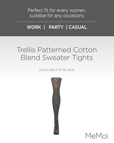 MeMoi Trellis Patterned Cotton Blend Sweater Tights2