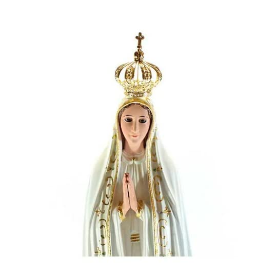 Generico ArteSacraCaravaggio Statua della Madonna di Fatima cm 77 (30,31 inches) in vetro resina con occhi in vetro decorata a mano di produzione artigianale