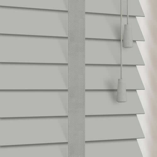 Fauxwood 50mm Slats Grey 213cm Drop Venitian Tape Wooden Trimmable Blinds (90cm x 213cm)