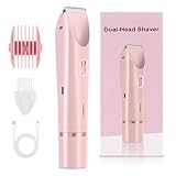 Painless 2-in-1 Electric Shaver & Bikini Trimmer for Women, Waterproof for Shower & Travel - Hypoallergenic Blades for Sensitive Skin on Face, Body, Bikini Line (Pink)