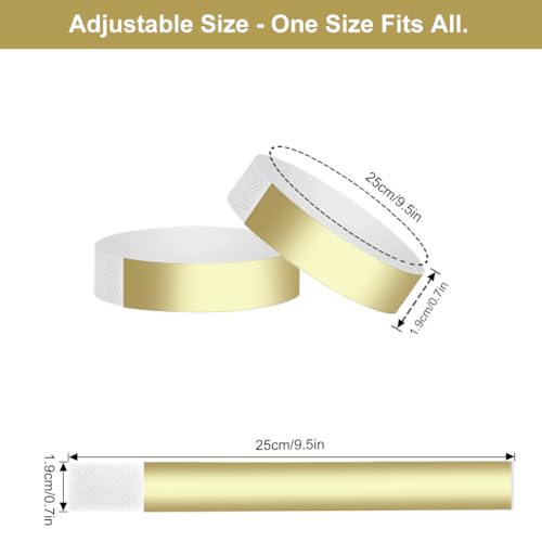 LICQIC 200 Pcs Gold Event Wristbands, Party Wristbands, Waterproof Wristbands Suitable for Event Parties Concerts Water Parks - Image 2