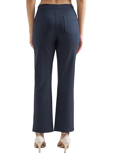 Image of Tokyo Talkies Women's Stretchable Bootcut Pants | High Rise Flared Trousers |Travel & Formal Wear|Workwear Trousers