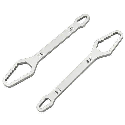 Nouysoc 2 PCS White Universal Double Head Spanner, Double Ended Self Tightening Wrench Tool, Professional Grade Universal Wrench for Automotive Repair and Home Maintenance