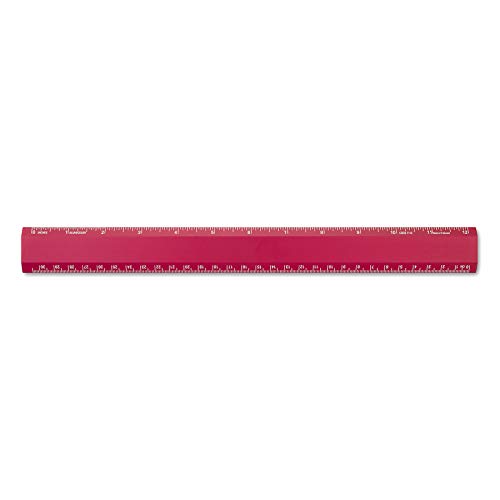 Alumicolor 1112-4 Règle Bureau Aluminium, 12PO, Rouge
