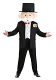 Plus Size Mr. Monopoly Costume | Adult Board Game Halloween or Cosplay Outfit With Jacket, Attached Vest, & Mask With Top Hat 3X