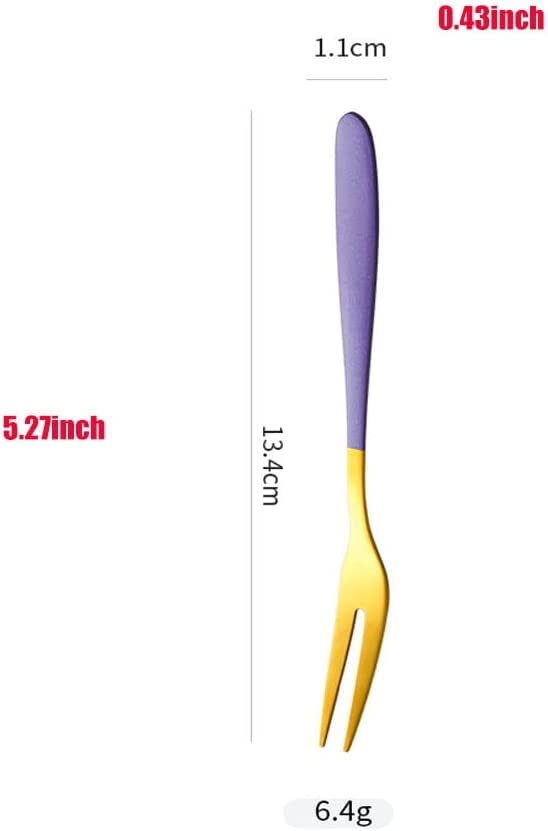 Image of Mini Cocktail Forks Appetizer Forks 18 /10 Stainless Steel Fruit Forks Dessert Forks Tasting Forks Appetizer Small Forks Set Appetizer Cake Fruit Forks Set (Purple,Set of 5)