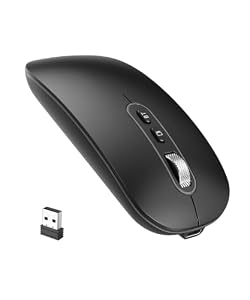 cimetech Wireless Bluetooth Mouse (BT5.1 + 2.4G), Type-C Rechargeable Silent Mouse, Ultra-Slim Ergonomic Portable Mice for Business Travel & Library, Compatible with MacBook/iPad/Windows PC - Black