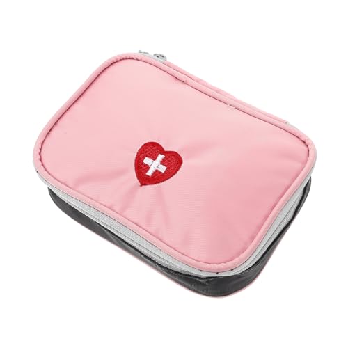 HOODANCOS Portable Medicine Storage Bag Small Organizer for Emergency Supplies Durable Polyester First Aid Kit for Travel Hiking Camping Pink Color