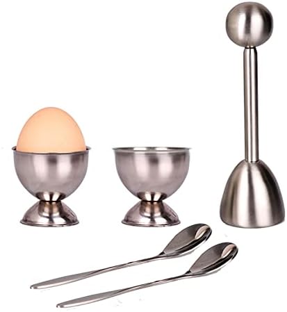 Egg Cutter Topper Set Egg Cracker for Soft & Hard Boiled Eggs Include 2 Egg Cups, 2 Spoons, 1 Topper Cutter Peeler Eggs Opener