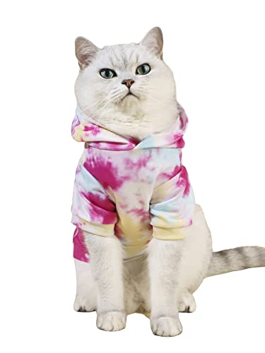 Qwinee Tie Dye Dog Hoodie Dog Sweatshirt Cat Shirt Apparel Dog Clothes For Puppy Kitten Cat Small Dogs Pink And Blue Small #TOP7