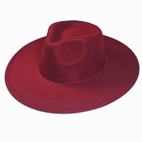 Wide Brim Vegan Felt Rancher Hat for Adults - Unisex Fedora Hat with Adjustable Inner Drawstring
