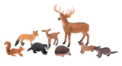 MOJO Ensemble de 8 figurines de cerf, renard, blaireau, hérisson, écureuil, loutre, Stoat