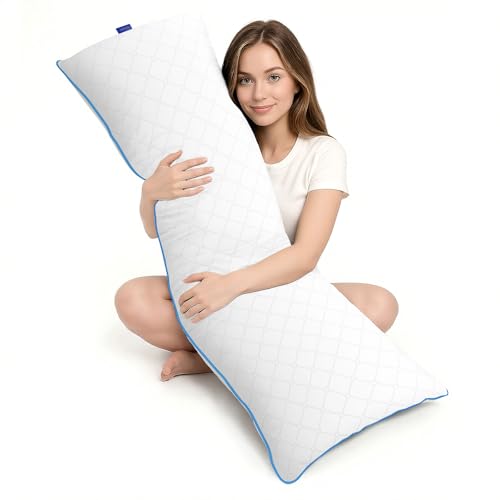 YZ HOME Long Body Pillow for Adults - Firm Body Pillow Insert with Shredded White Memory Foam, Adjustable Height, Soft Support for Side Sleeping, Pregnant Women, Washable