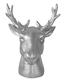  Deko Figur Hirsch Silber Hirschkopf REH Rentier Büste Skulptur Statue Dekoobjekt