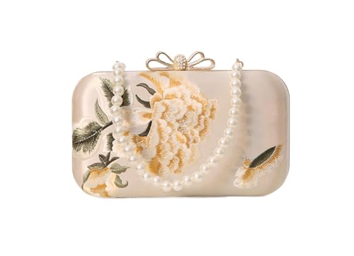 Sac de soirée floral pour femme avec chaîne de perles élégante