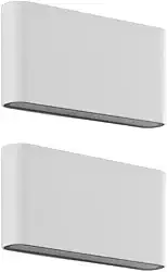 Kit 2x Arandela Externa Slim Pastilha Alumínio Branca Facho Duplo LED 3000K 12W IP45 Bivolt