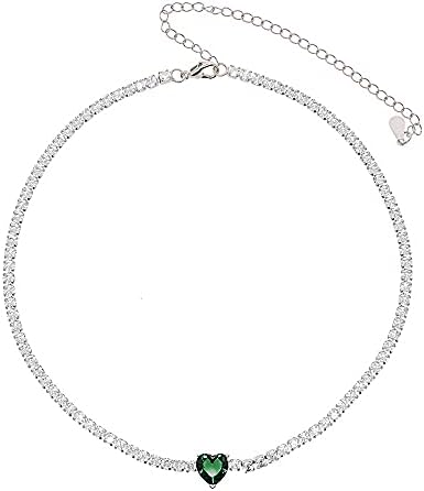 OHANA Collana Tennis Donna Placcata Oro 18 K con Pietra a Forma di Cuore, Collana Cuore con Zirconi, Ipoallergenica e Antigraffio con Chiusura a Moschettone