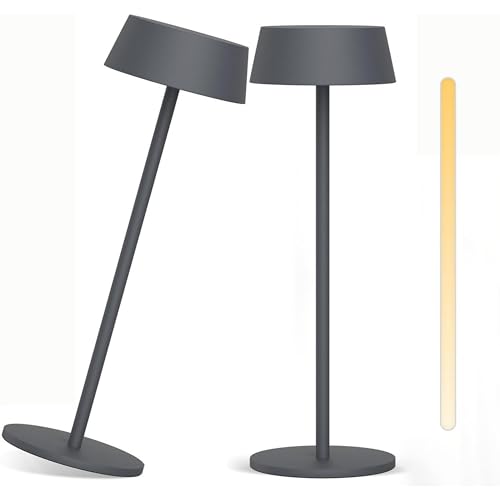Klighten 2 Stück Dimmbare LED Akku Tischlampe Kabellos, Touch Metall...