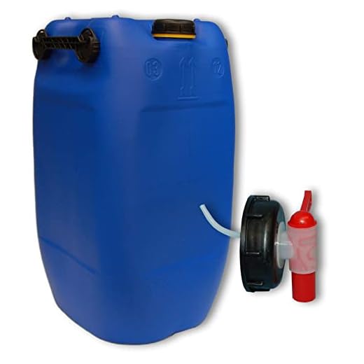 plasteo® 60L Getränke- Wasserkanister Blau mit Schraubdeckel + Hahn (DIN 71) | Lebensmittelecht | BPA Frei | Tragbar mit 3 Griffen | Indoor und Outdoor | Made in Germany