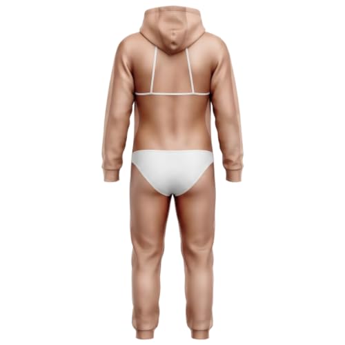 3D Printed Novelty Ugly Onesie For Men Zip Up Hooded Cosplay Jumpsuit - image 5