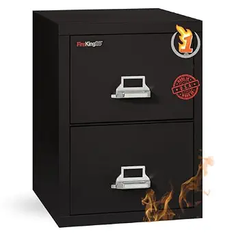 FireKing Vertical 2 Drawer Letter Fire Rated File Cabinet, Black
