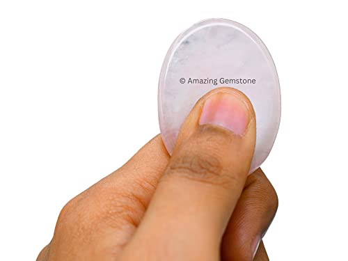 Image of Amazing Gemstone Rose Quartz Worry Stone Crystals and Healing Stones - Worry Stones for Stress Relief Gifts - Piedra Crystal Fidget for Meditation - Unique Stocking Stuffers and Birthday Gifts