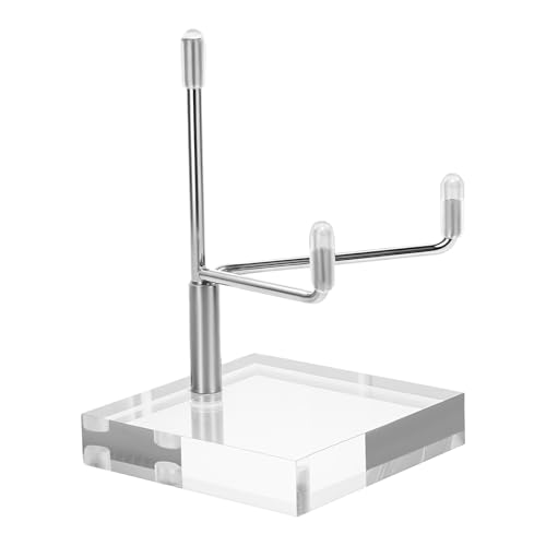 Xthrotsenk 2 Rock Crystal Stands for Display Small Plate Stand Clear Small Easel Stands Adjustable Plate Holder Silver Decorative Plates Display Stand for Mineral Agate