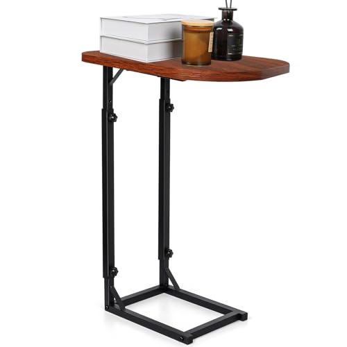 OFIDELITY Side Table, Height Adjustable C table, End Table for Sofa, Couch & Bedside, Small Conference& Coffee Table with Metal Frame for Living Room & Bedroom (Rustic Brown) - Image 7