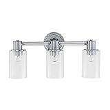 ALAISLYC W115G3 3-Light Vanity Lights for Bathroom Fixture, 19' L, Chrome ,Clear Glass Shade...