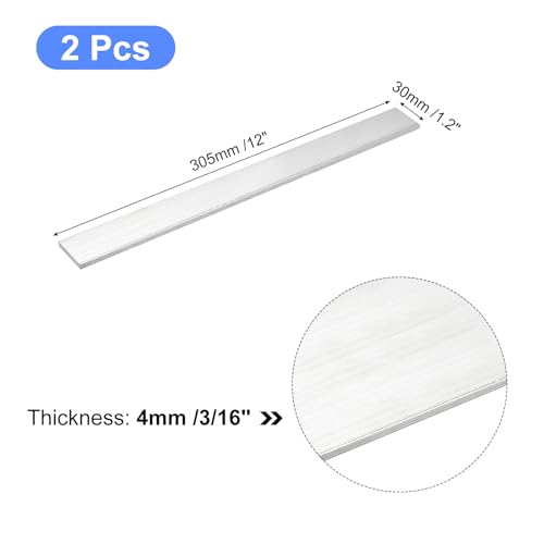 Image of uxcell Square Aluminum Flat Bar, 2Pcs 3 /16 inch Thick 1.2 inch Width 12 inch Length Square Aluminum Bar 6061 Aluminum Flat Plate, 4 x 30 x 305mm T6511 Solid New Mill Stock for Industrial Building