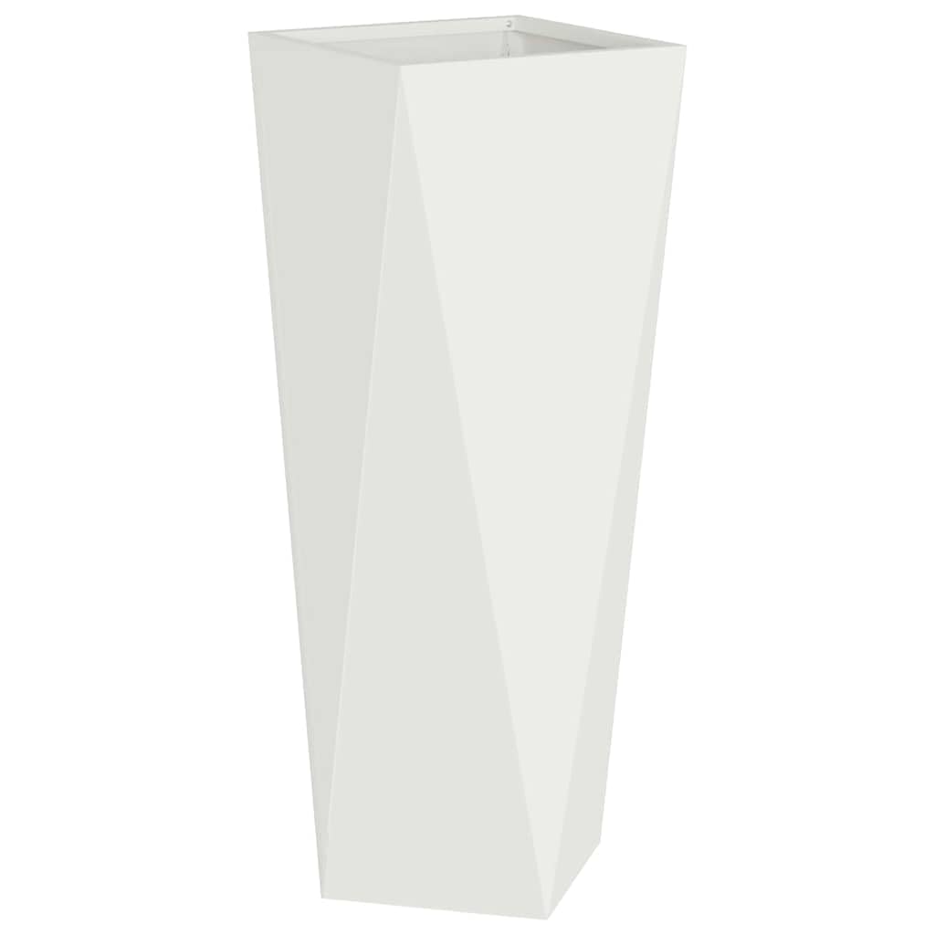 Donica 2 szt Biała 30x30x75 cm Stal Nowoczesna Donica Ogrodowa na Zewnątrz Doniczka Prostokątna Wysoka do Roślin Taras Dekoracyjny Wytrzymały Pojemnik Ozdobny z Falującymi Bokami Stabilna Skrzynia