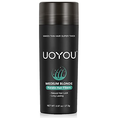 UOYOU MEDIUM BLONDE Hair Fibres for Thinning Hair 27.5g Bottle, Medium Blonde (Bottle Only Pack), 27.5 g (Pack of 1)
