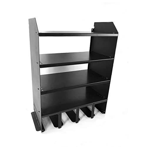 MegaMaxx Power Tools Storage Charging Station with 4 Tool Hanging Capacity and 4 Shelf - Wall Mount Toolbox Rack Cabinet for Home, Workshop, DIY Garage Hand Tools Organiser (Black)