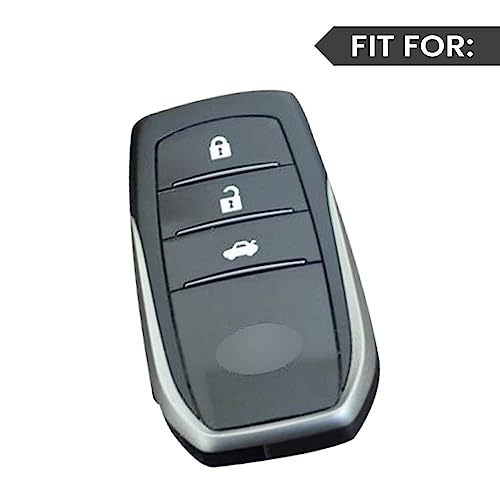 Image of Keyzone Vintage Leather Key Cover for Toyota Fortuner, Legender, Land Cruiser, Innova HyCros, 3 Button Smart Key (VL-Black)