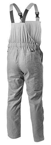 Högert Technik KALMIT Herren Arbeitsoverall Latzhose Grau 2XL – Robuste Arbeitskleidung aus 100% Baumwolle, Oxford 300D Knieverstärkungen, 6 Taschen, Reflektierende Elemente