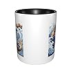 LKTPSKQRY Large Ceramic Coffee Mugs,11oz Coffee Cups with Handle,Novelty Porcelain Mug Carp with Wave Patterned Tea Mugs for Women Men Big Tea Cup,Latte Mug for Milk, Hot Tea,Microwave Safe #1