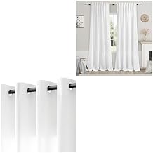 Nanspring White Linen Curtains 84 inches Long for Bedroom & White Linen Grommet Curtains 84 inch Length for Living Room