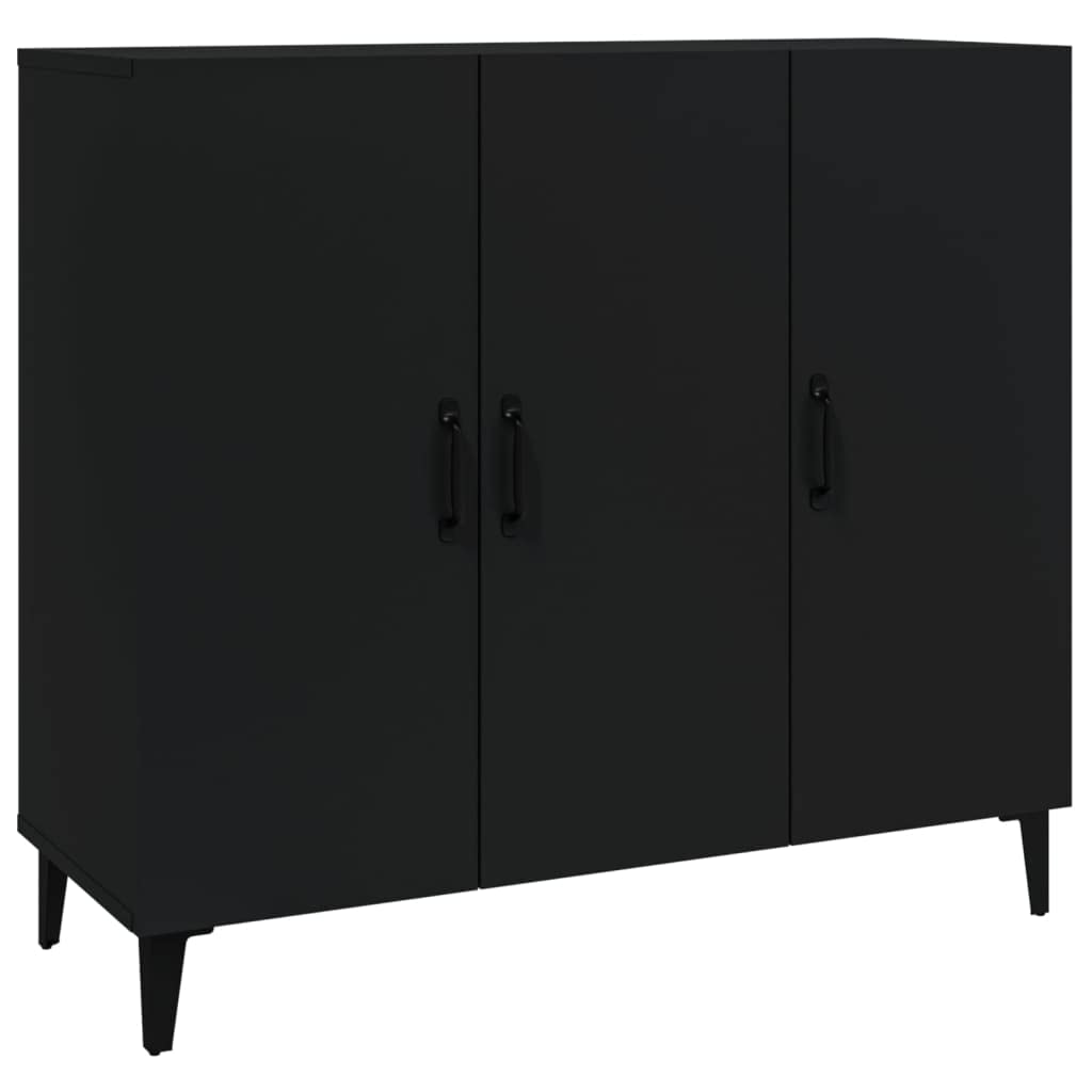 vidaXL Aparador Armario Auxiliar Alacena Mesa Consola Entrada Pasillo Vestíbulo Recibidor Mueble de Madera Contrachapada Negro 90x34x80 cm