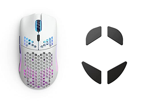 Glorious Model O Wireless Gaming Mouse (Matte White) + Glorious G-Floats Polished Ceramic Mouse Feet for O/O- Mouse (Bundle)