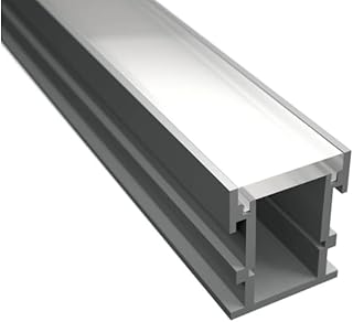 Einbauprofil Boden FLOOR-12-H für LED Streifen – trittfeste Aluminium Leiste mit Abdeckung – LED Bodenprofil für Fußbodenbeleuchtung & LED Boden Einbauleiste (2m Floor 12H inkl. Abdeckung)